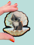 Tuxedo Kitty in Seashell STICKER 3 Inch