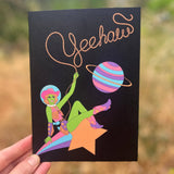 A7 LARGE Yeehaw Space Cowgirl Greeting Card