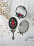Floral Embroidered Oval Folding Mirror, Collection Luna ✅: 1. Black