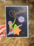 A7 LARGE Yeehaw Space Cowgirl Greeting Card
