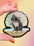 Tuxedo Kitty in Seashell STICKER 3 Inch
