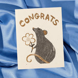 Congrats Rat - Risograph Card