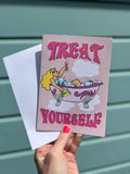 A7 LARGE Miss Piggy Treat Yourself Greeting Card