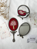 Floral Embroidered Oval Folding Mirror, Collection Luna ✅: 2. Red