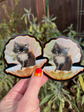 Tuxedo Kitty in Seashell STICKER 3 Inch