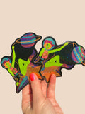 Space Cowgirl Glitter STICKER 3 Inch